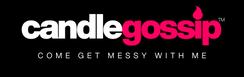 Logo of 'candlegossip' with a tagline on a black background